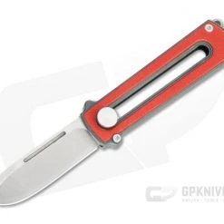 D Rocket Design Zr BarloX Stonewashed M390 Red G10 Zirconium Manual OTF Knife