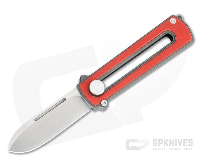 D Rocket Design Zr BarloX Stonewashed M390 Red G10 Zirconium Manual OTF Knife