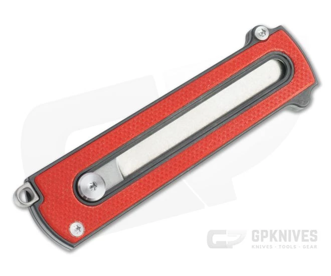 D Rocket Design Zr BarloX Stonewashed M390 Red G10 Zirconium Manual OTF Knife - Image 2