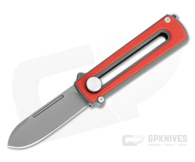 D Rocket Design Zr BarloX Black PVD M390 Red G10 Zirconium Manual OTF Knife