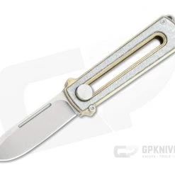 D Rocket Design Al Br BarloX Stonewashed M390 Silver Carbon Fiber Al Bronze Manual OTF Knife