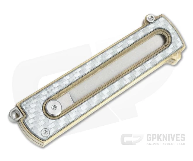 D Rocket Design Al Br BarloX Stonewashed M390 Silver Carbon Fiber Al Bronze Manual OTF Knife - Image 2