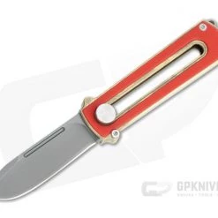 D Rocket Design Al Br BarloX Black PVD M390 Red G10 Al Bronze Manual OTF Knife