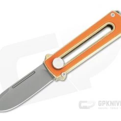D Rocket Design Al Br BarloX Black PVD M390 Orange G10 Al Bronze Manual OTF Knife