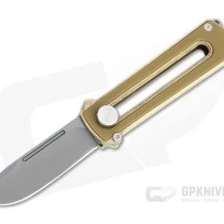 D Rocket Design Al Br BarloX Black PVD M390 Brown G10 Al Bronze Manual OTF Knife