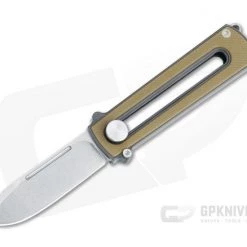 D Rocket Design Zr BarloX Stonewashed M390 Brown G10 Zirconium Manual OTF Knife