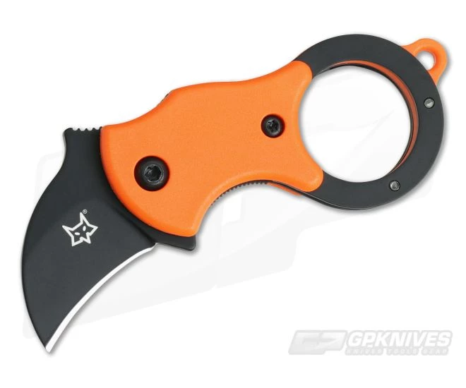 Fox Knives Mini-Ka Black Liner Lock Key Ring Karambit Orange FRN 01FX330