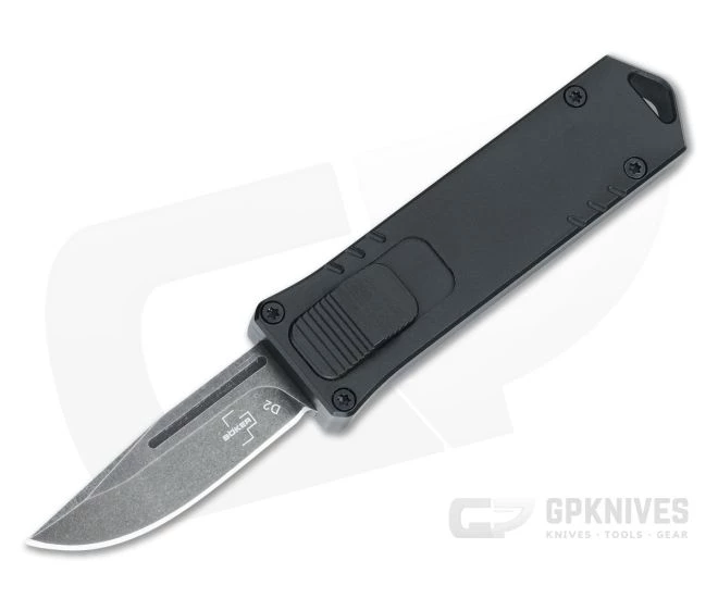 Boker Plus USB OTF Black Stonewashed D2 Black Aluminum Double Action Small OTF Automatic 06EX270