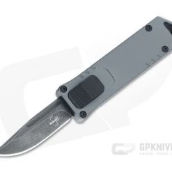 Boker Plus USB Gray Handle Black Stonewashed D2 Blade Small OTF Automatic 06EX276
