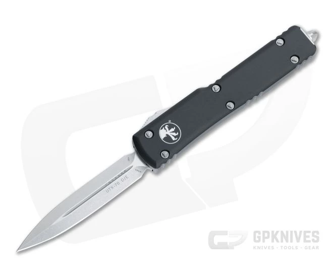 Microtech UTX-70 D/E Stonewashed Standard Double Edge Black OTF Automatic 147-10