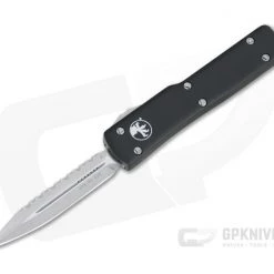 Microtech UTX-70 Stonewashed M390 Full Serrated D/E Black OTF Automatic Knife 147-12