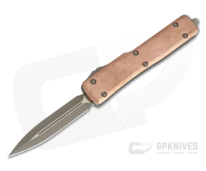 Microtech UTX-70 Signature Double Edge Apocalyptic Bronze 204P Copper Top OTF Automatic 147-13APCPS