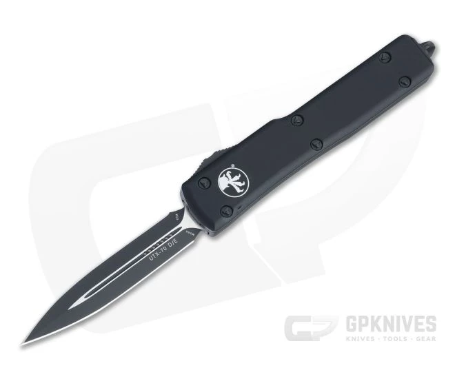 Microtech UTX-70 Tactical Black M390 Plain Double Edge OTF Automatic Knife 147-1T