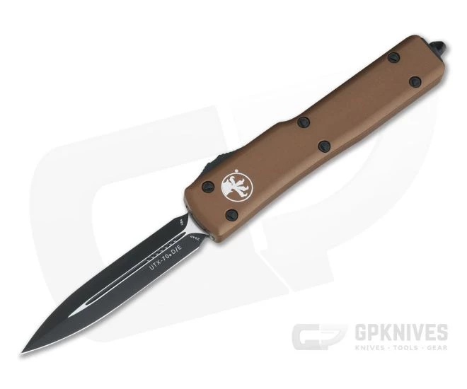 Microtech UTX-70 Black CTS-204P Plain Double Edge OTF Tan Automatic Knife 147-1TA