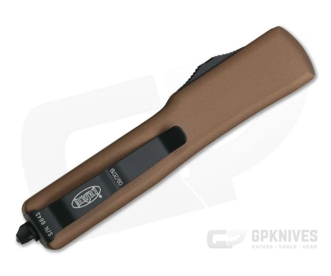 Microtech UTX-70 Black CTS-204P Plain Double Edge OTF Tan Automatic Knife 147-1TA - Image 2