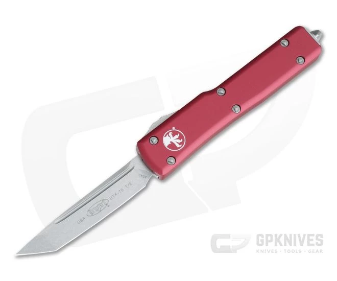 Microtech UTX-70 Stonewash CTS-204P Tanto OTF Red Automatic Knife 149-10RD