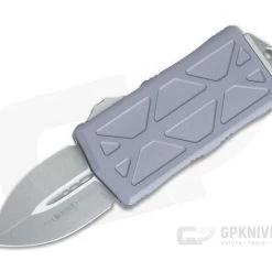 Microtech Exocet Gray Handle Stonewashed 204P Plain Double Edge CA Legal OTF Auto 157-10GY