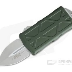 Microtech Exocet Stonewashed 204P Plain Double Edge OD Green CA Legal OTF Auto 157-10OD
