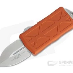 Microtech Exocet Orange Stonewashed M390 Plain Double Edge CA Legal OTF Auto 157-10OR