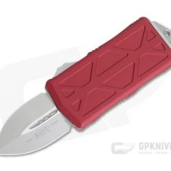 Microtech Exocet Red Handle Stonewashed M390 Plain Double Edge CA Legal OTF Auto 157-10RD
