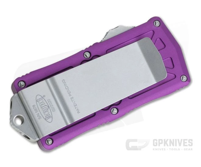 Microtech Exocet Violet Stonewash M390 Plain Double Edge CA Legal OTF Auto 157-10VI - Image 2