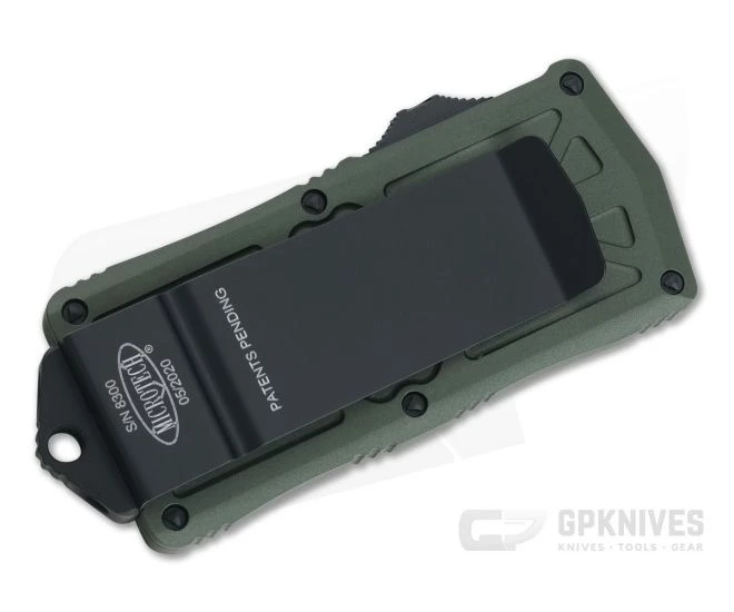Microtech Exocet Black M390 Plain Double Edge OD Green CA Legal OTF Auto 157-1OD - Image 2