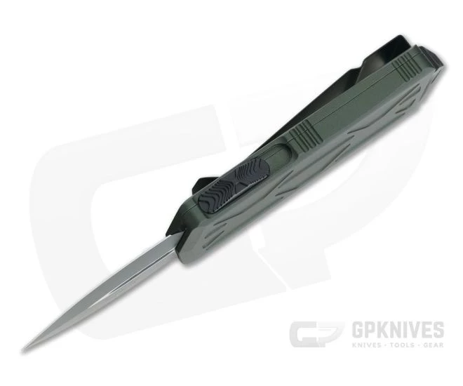 Microtech Exocet Black M390 Plain Double Edge OD Green CA Legal OTF Auto 157-1OD - Image 3