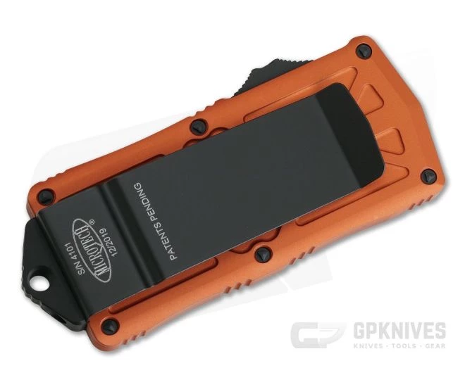 Microtech Exocet Orange Handle 204P Black Plain Double Edge CA Legal OTF Auto 157-1OR - Image 2