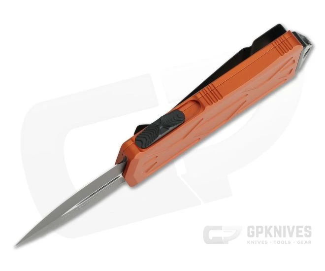 Microtech Exocet Orange Handle 204P Black Plain Double Edge CA Legal OTF Auto 157-1OR - Image 3