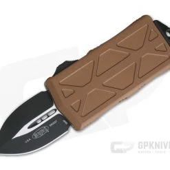 Microtech Exocet Black 204P Plain Double Edge Tan CA Legal OTF Auto 157-1TA