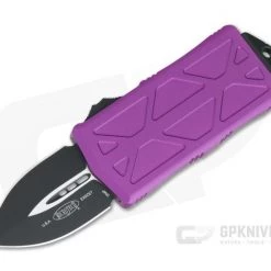 Microtech Exocet Violet Handle Black Plain Double Edge CA Legal OTF Auto 157-1VI