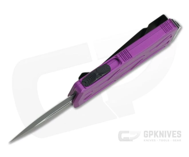 Microtech Exocet Violet Handle Black Plain Double Edge CA Legal OTF Auto 157-1VI - Image 3