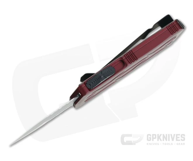 Microtech Exocet Merlot Part Serrated 204P Black Double Edge CA Legal OTF Automatic 157-2MR - Image 3