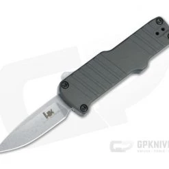 HK Micro Incursion Clip Point Tumbled 154CM Gray Aluminum CA Legal OTF Automatic 54032