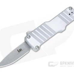 HK Micro Incursion Clip Point Tumbled 154CM Brushed Gray Aluminum CA Legal OTF Automatic 54035