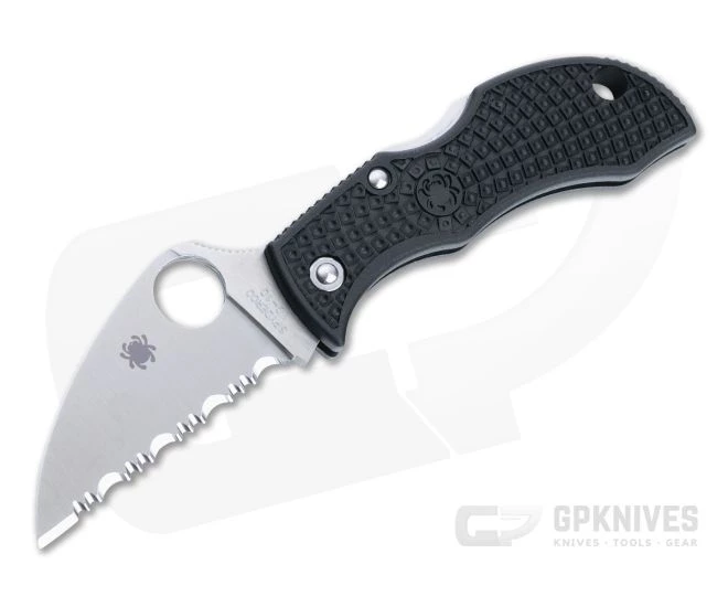 Spyderco Manbug Wharncliffe Satin Serrated VG10 Black FRN Back Lock MBKWS