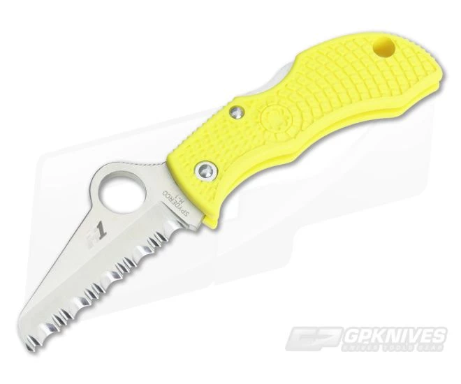 Spyderco Manbug Lightweight Salt Sheepsfoot Serrated H1 Yellow FRN MYLS